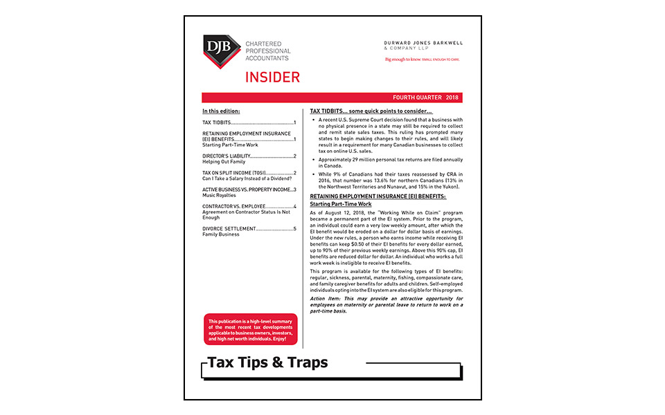 Thumbnail of Q4 2018 edition of Tax Tips and Traps