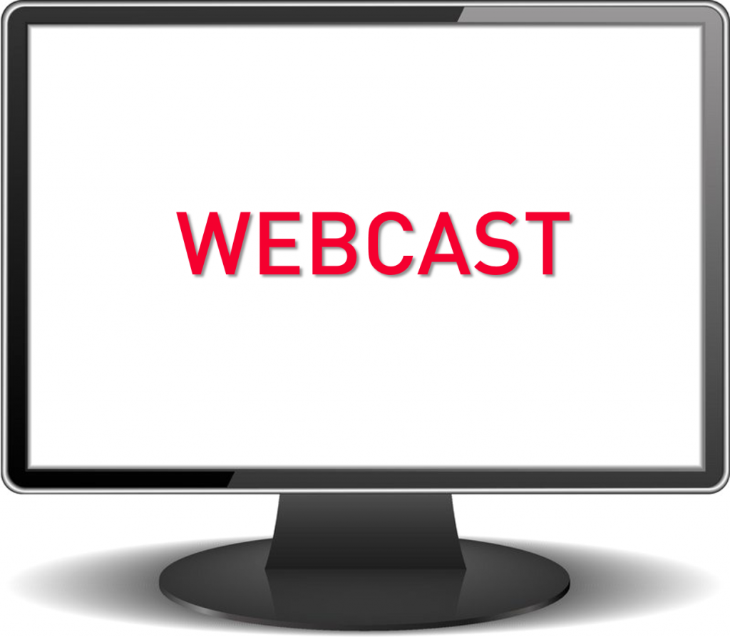 computer monitor with webcast written on the screen