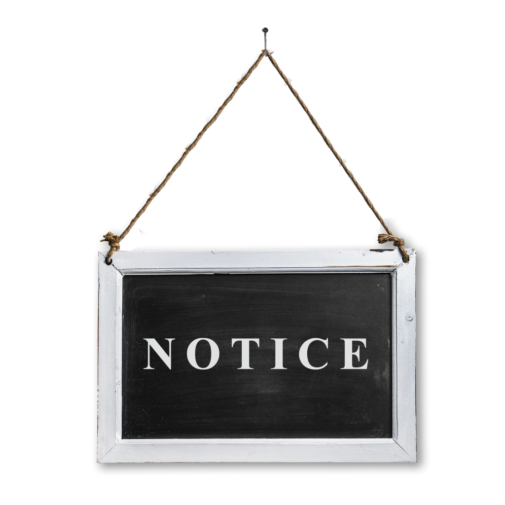 Chalkboard with the word Notice written in white